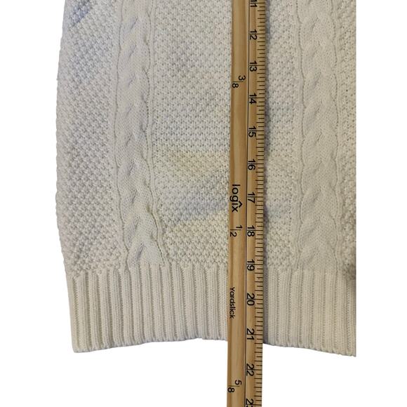 Vintage 62 East Floral Embroidered Cable Knit Sweater Made in Korea Ivory Size L - Picture 5 of 6